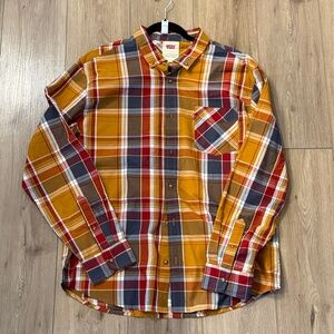 Levi Strauss & Co Men’s Plaid Button Down Shirt Long Sleeve Size L Orange Brown